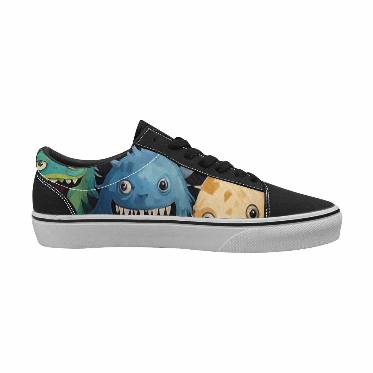 WOMEN'S Monsters  Camo Monsters Lace-Up Canvas Melting Art Sneakers
