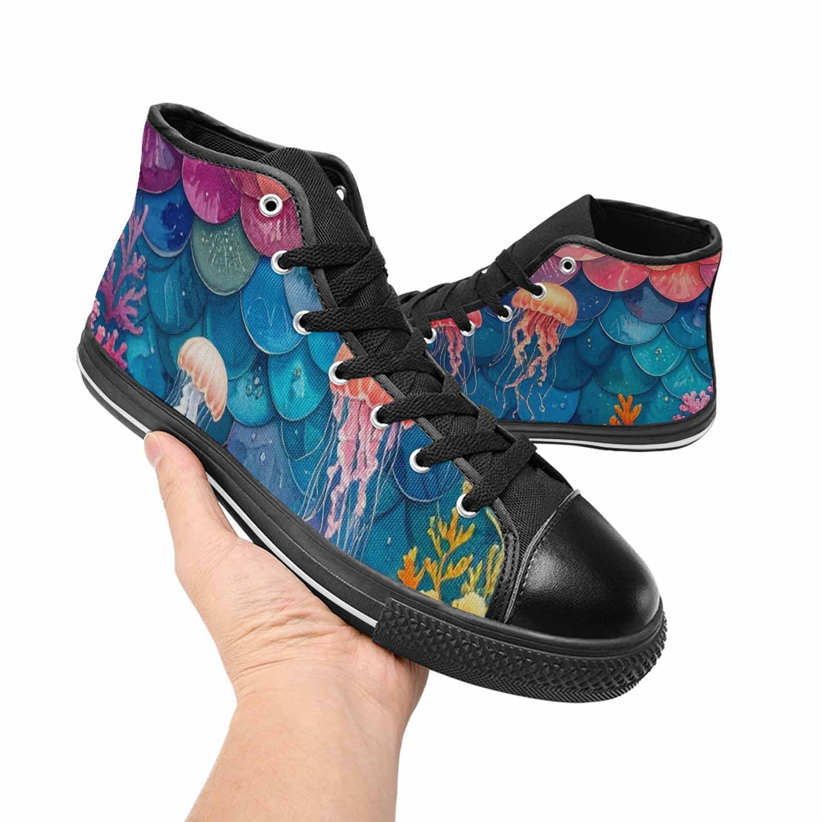 WOMEN'S Fish Scale Coral High Top Canvas Cottagecore Shoes