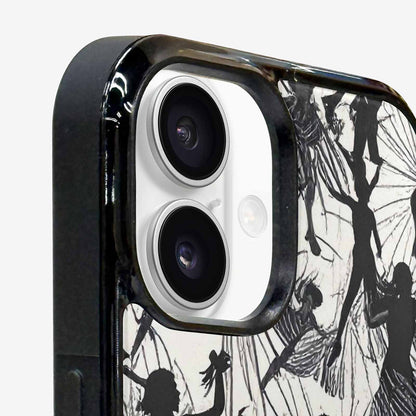 iPhone 16 Plus Case — Bold Dancing Figure Line Art Pattern, Custom Printed Phone Case