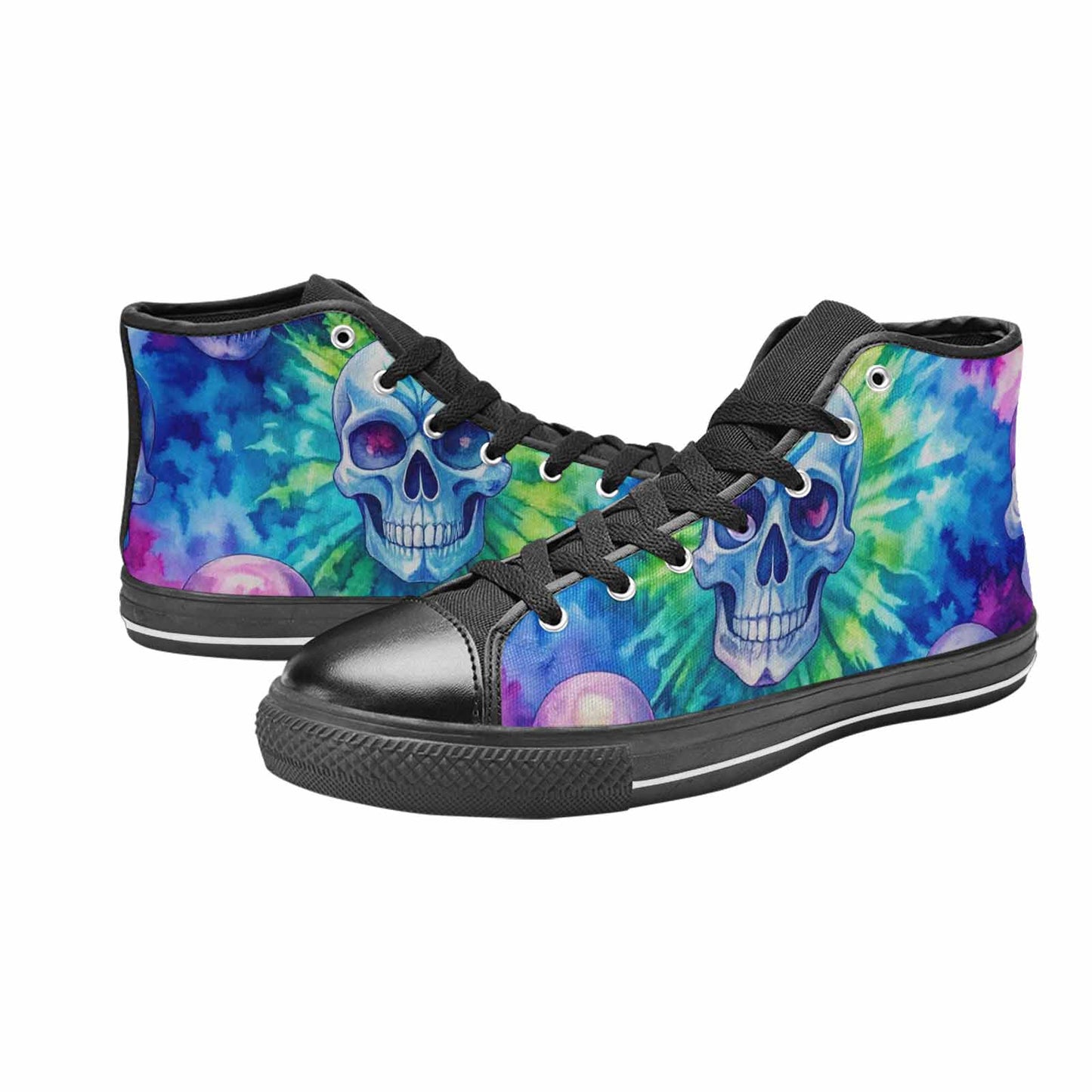 MEN'S Tie Dye Skulls Print High Top Canvas Dreamcore Shoes