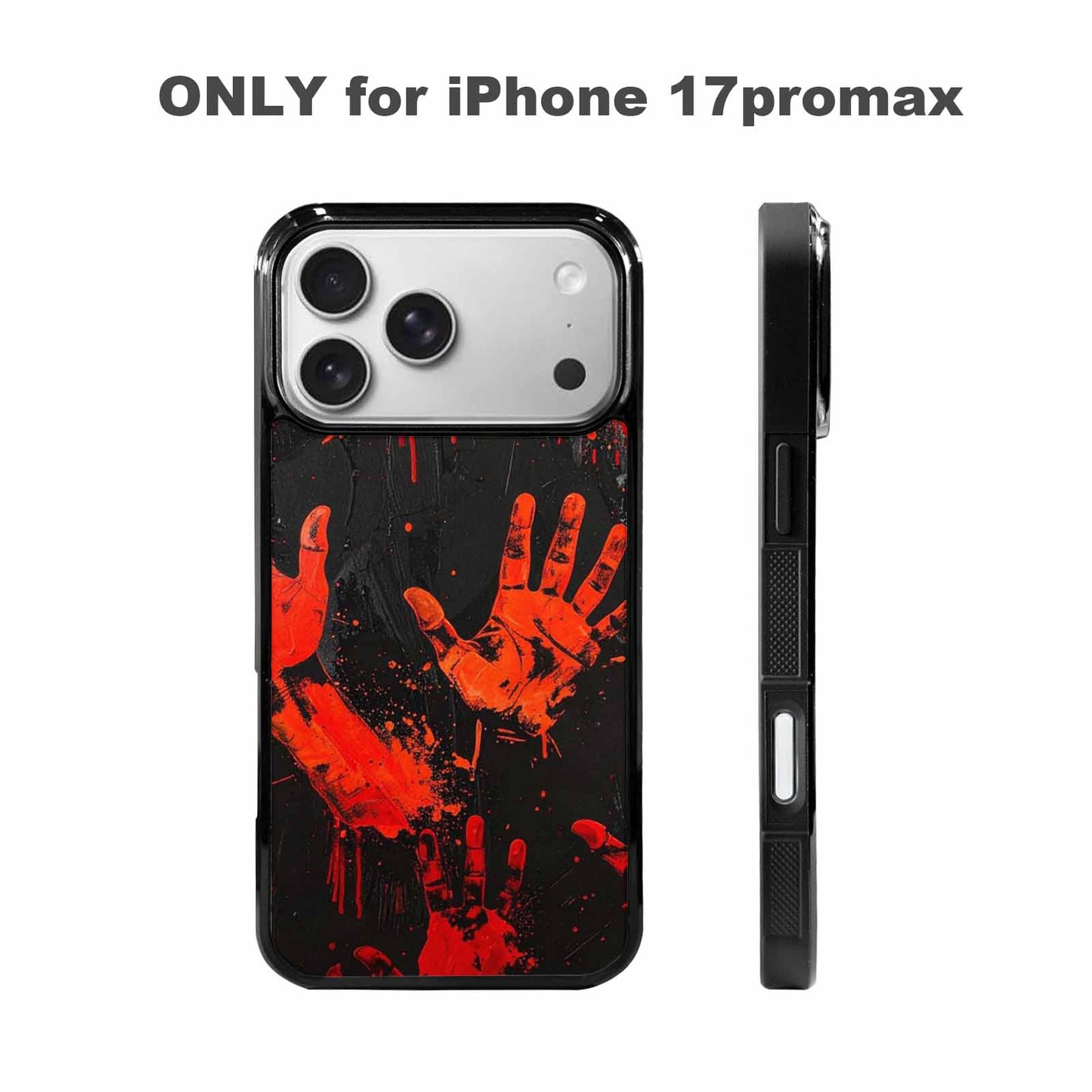 iPhone 17 Pro Max Case — Halloween Splatter Handprint Original Art, Custom Phone Case