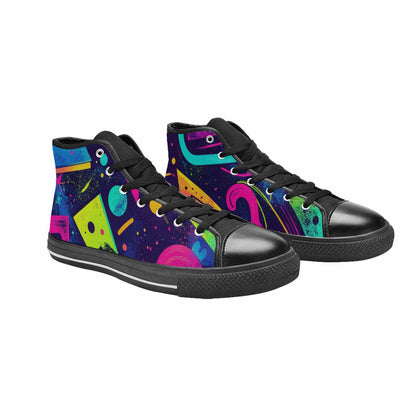 WOMEN'S Memphis Squiggles Triangles Dots High Top Canvas Cottagecore Shoes