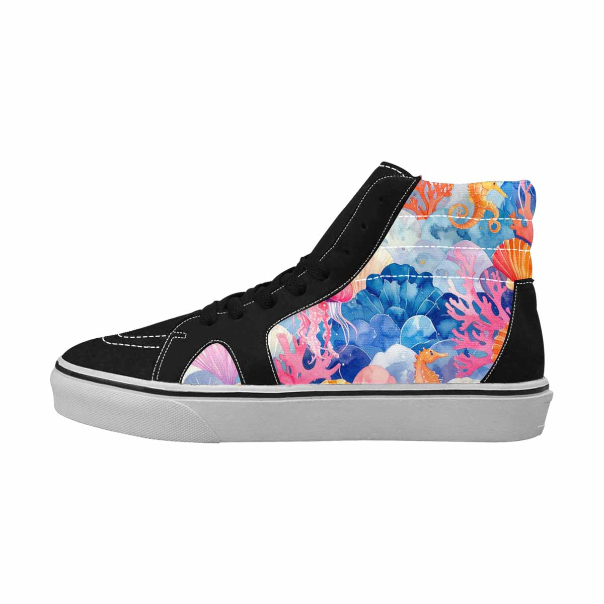 MEN'S Fish Scale Coral High Top Canvas Wallpaper Art Shoes