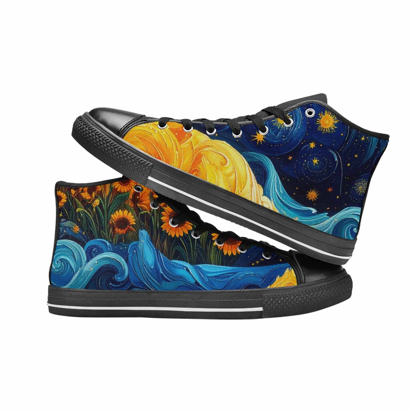 MEN'S Van Gogh-Style Swirl High Top Canvas Y2K Custom Sneakers