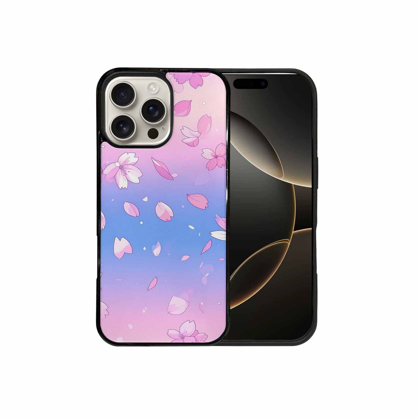 iPhone 16 Pro Max Case — Stylized Anime Style Cherry Blossom Petals, Custom Designed Case Cover