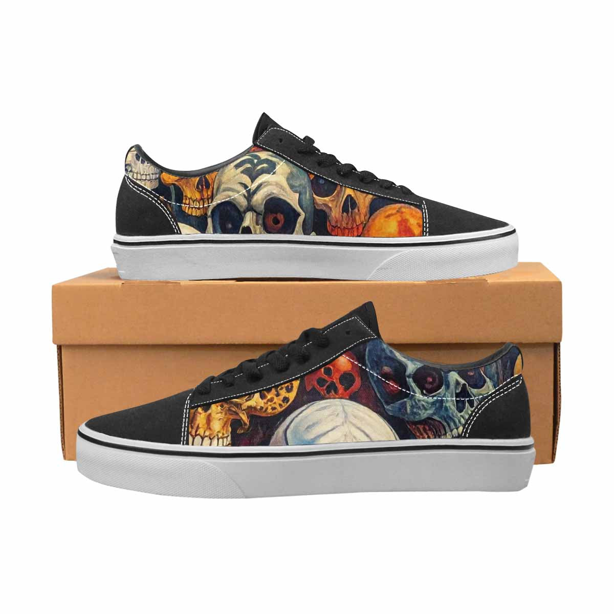 WOMEN'S Skulls  Animal Print Lace-Up Canvas Vivid Sneakers