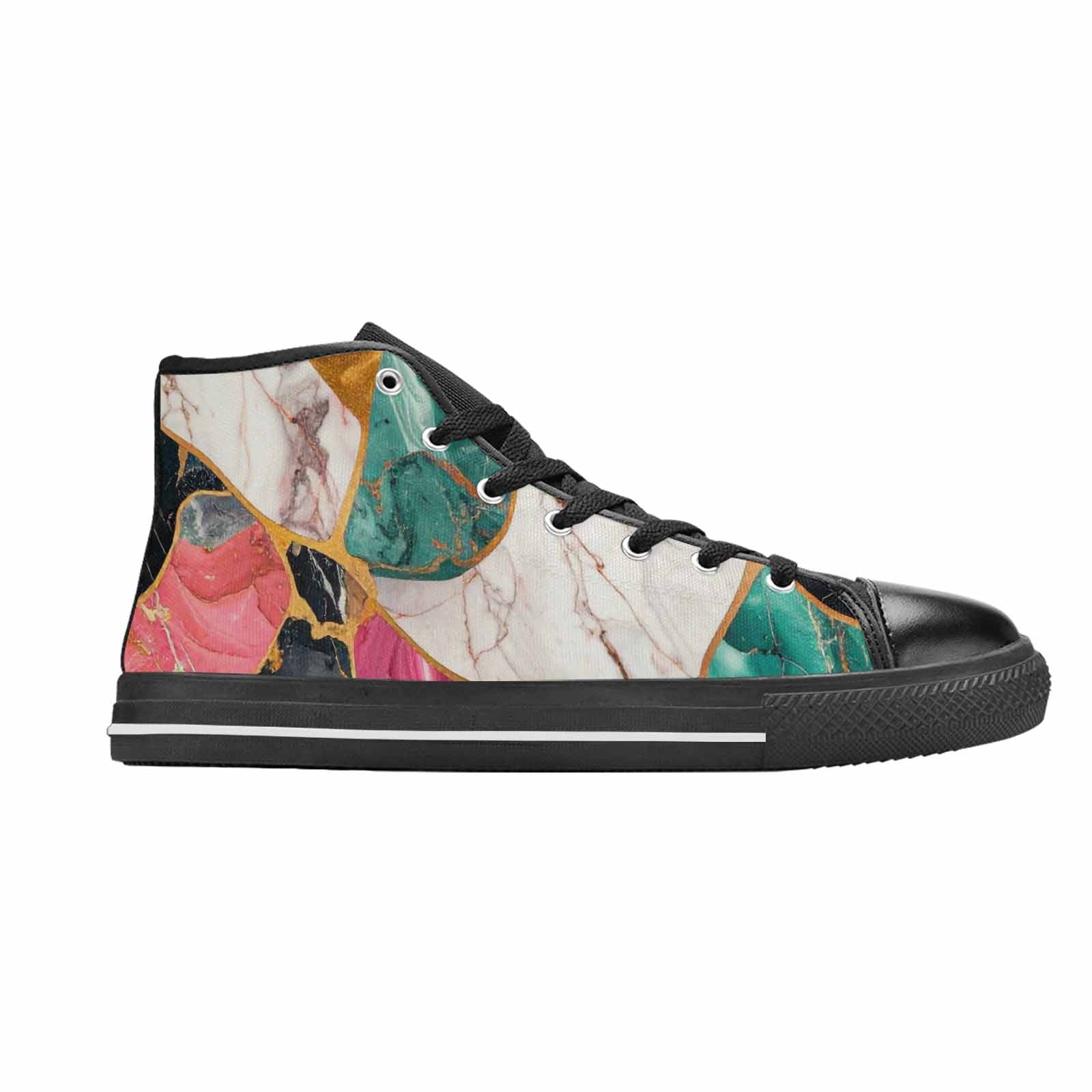 MEN'S Marble Stone Texture High Top Canvas Wallpaper Art Sneakers