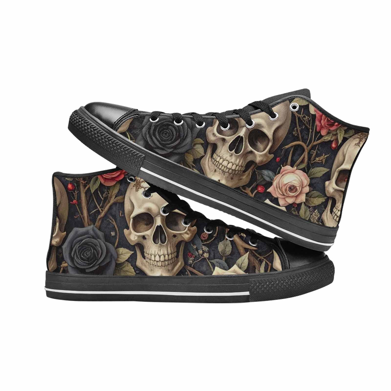 MEN'S Skulls - Roses High Top Canvas Vivid Custom Sneakers