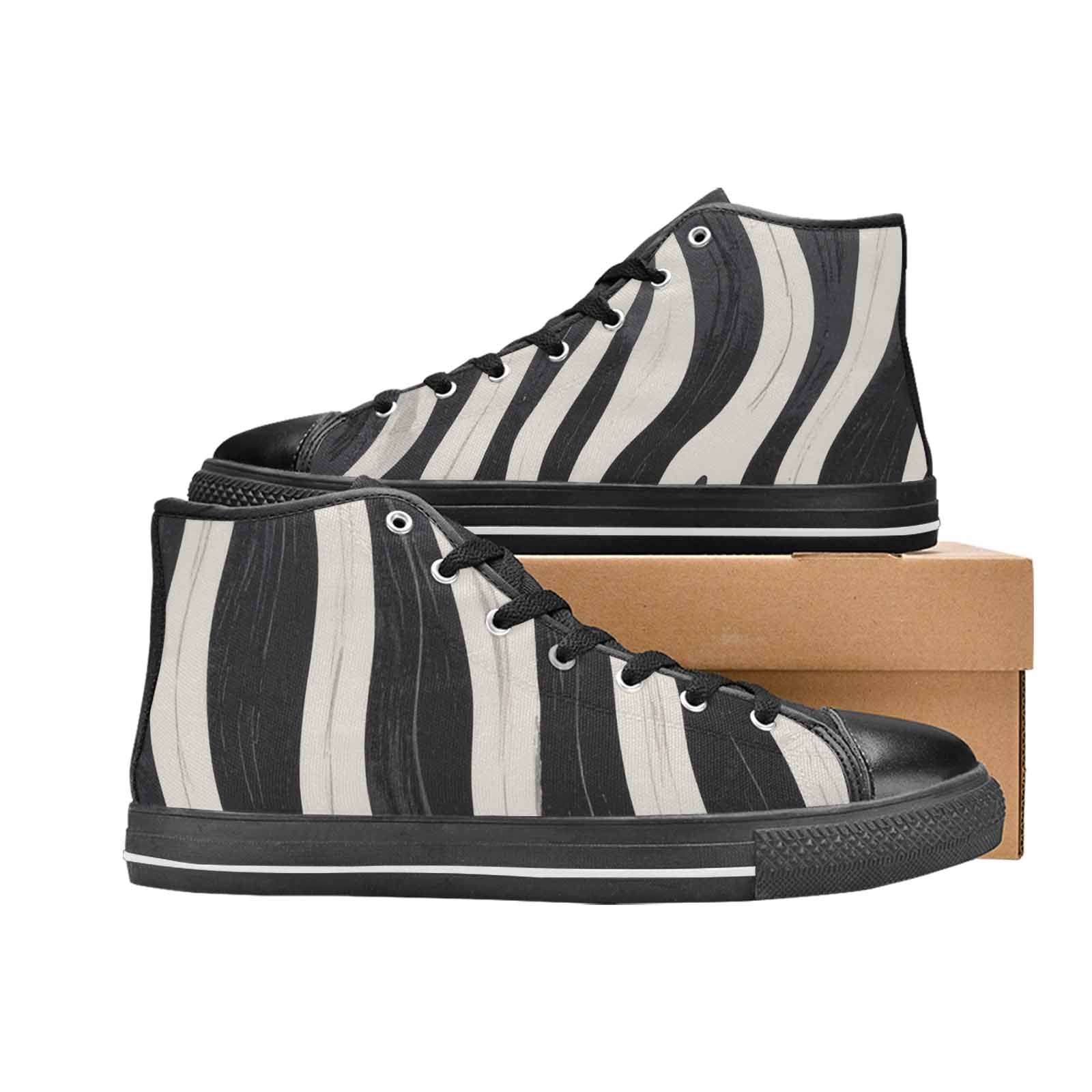 WOMEN'S Modern Zebra Stripe High Top Canvas Dark Academia Sneakers