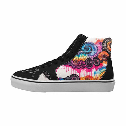 MEN'S Tie Dye Black & Pink Ink High Top Canvas One Of A Kind Grunge Custom Shoes