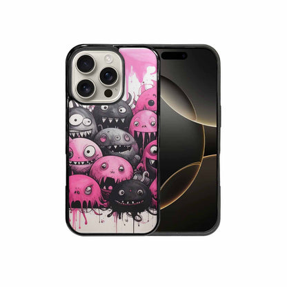 iPhone 16 Pro Case — Monsters General Black Pink Ink Cartoon, Customized Protective Case