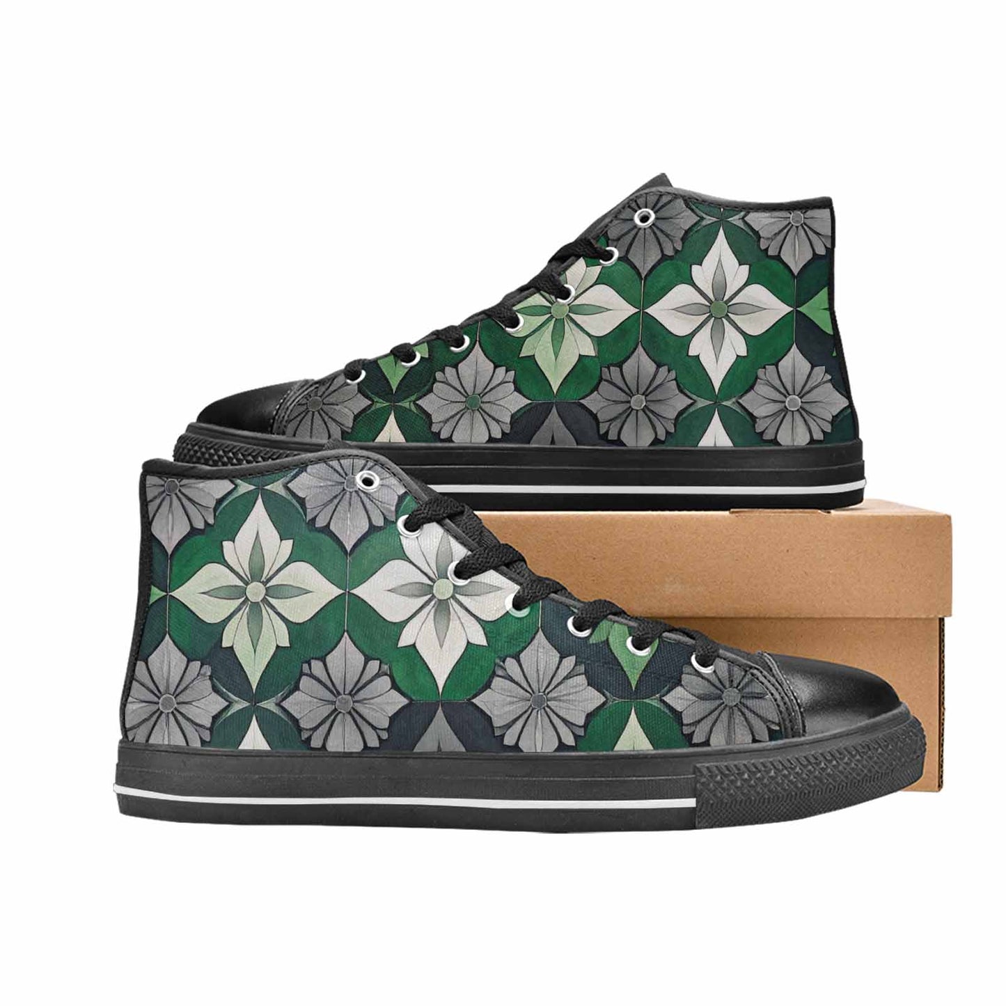 MEN'S Aromantic Flag Color High Top Canvas Wallpaper Art Shoes