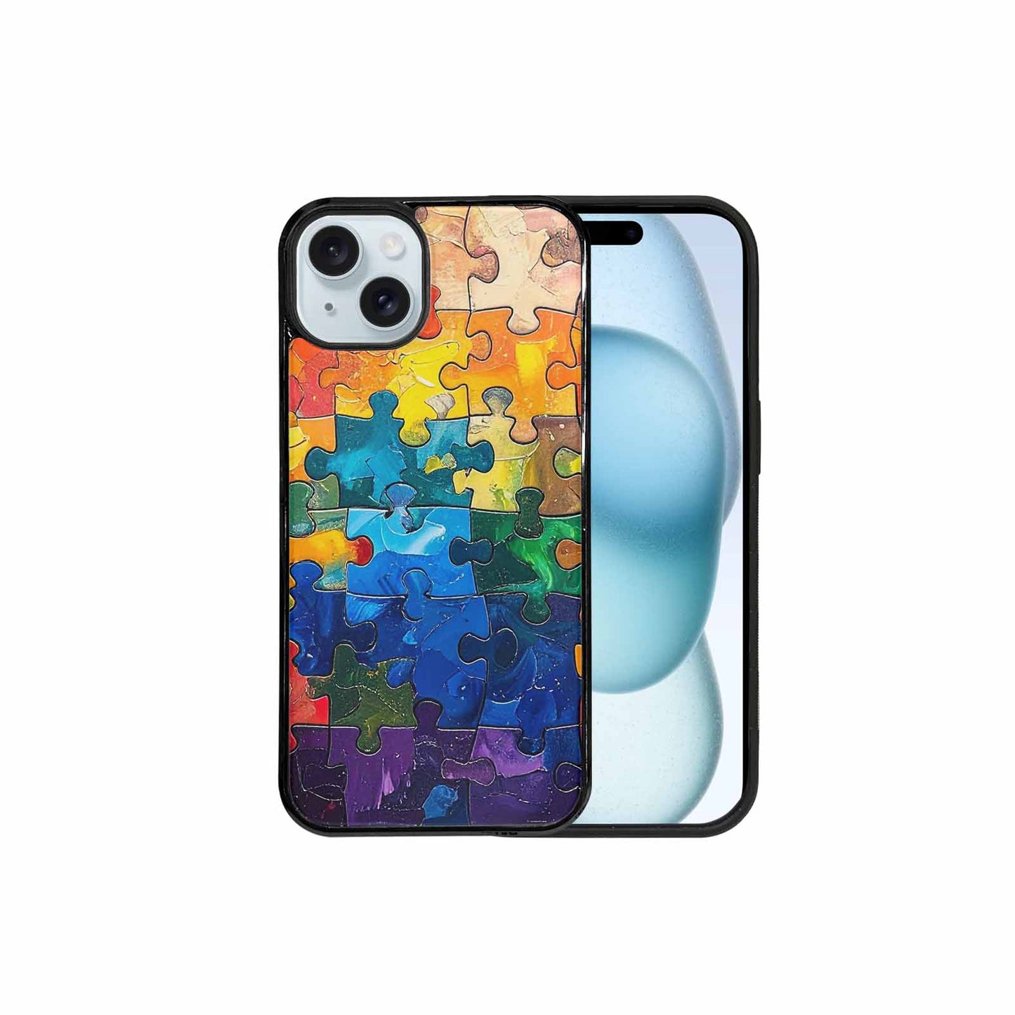iPhone 15 Plus Case — Autism Puzzle Pieces Puzzle Piece Pattern, Custom Print Case Cover