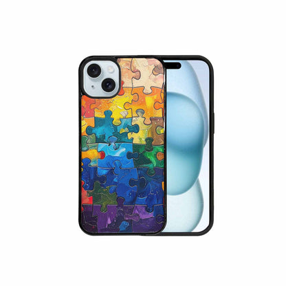 iPhone 15 Plus Case — Autism Puzzle Pieces Puzzle Piece Pattern, Custom Print Case Cover