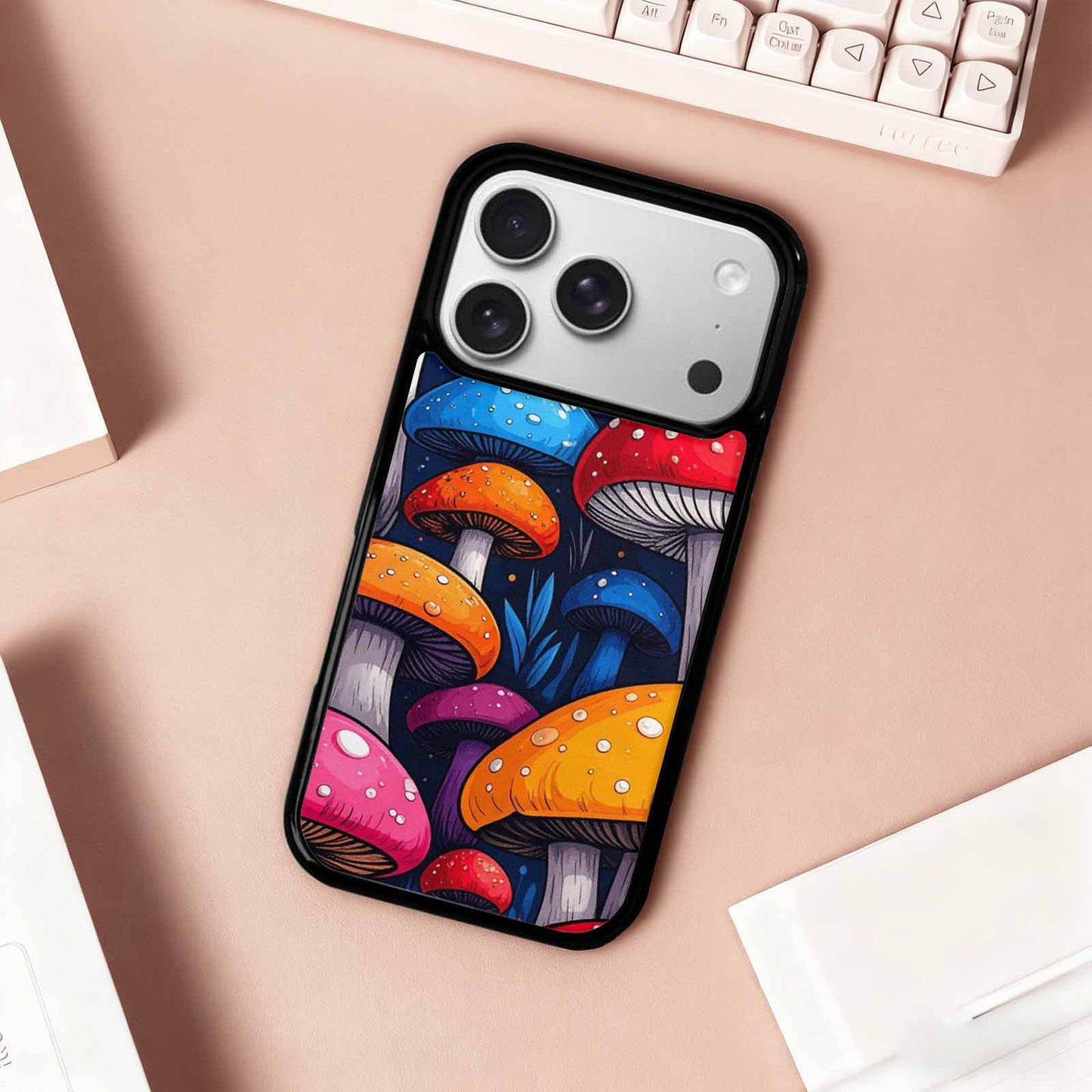 iPhone 17 Pro Case — Vivid Winter Mushroom Seamless Cartoon Cute, Custom Art Phone Cover