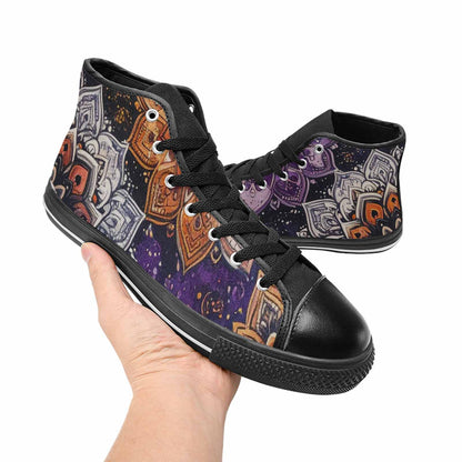 WOMEN'S Mandala High Top Canvas Neon Fantasy Custom Shoes
