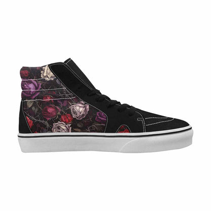 MEN'S Black Gothic Rose High Top Canvas Cottagecore Shoes