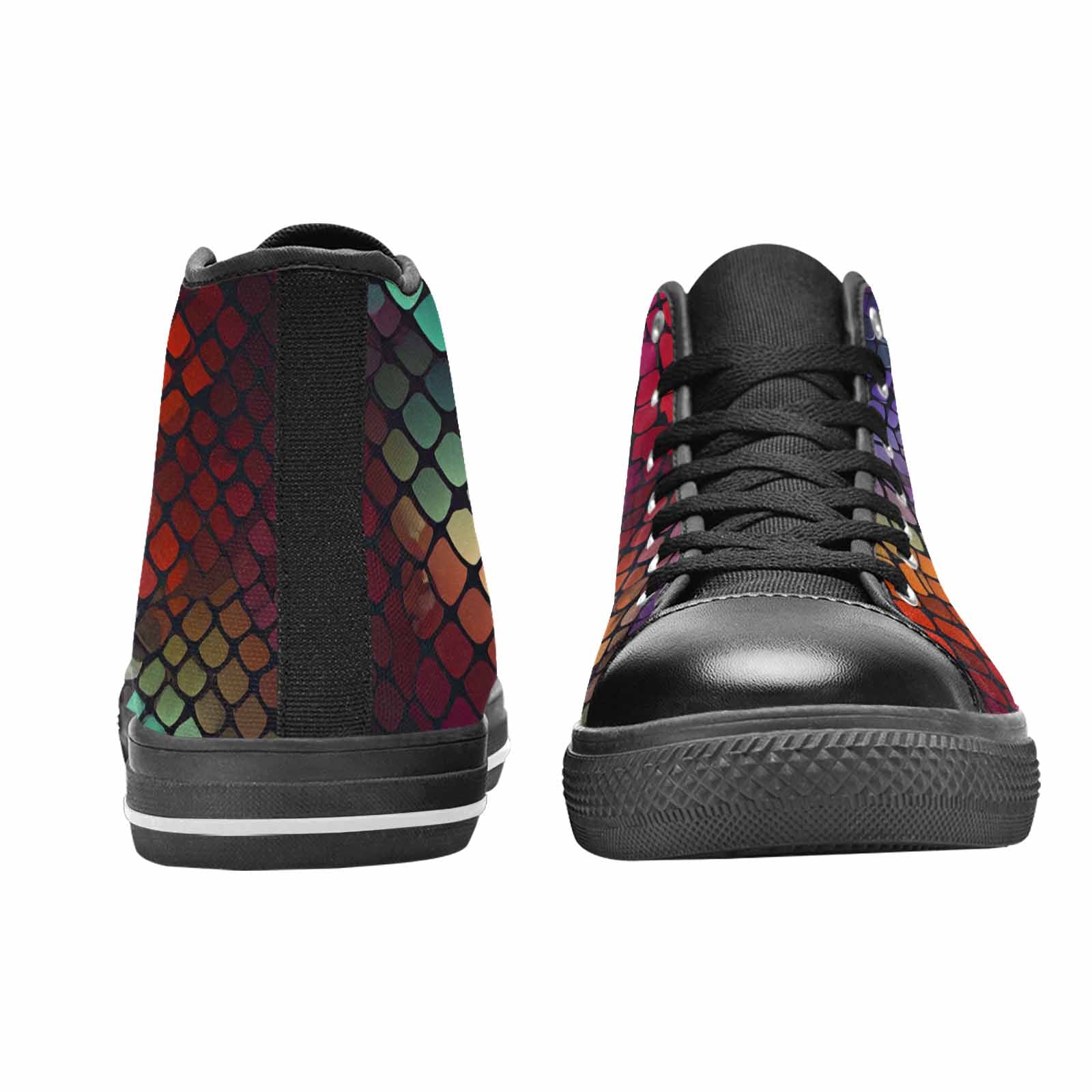 MEN'S Dark Snake Print High Top Canvas Wallpaper Art Shoes