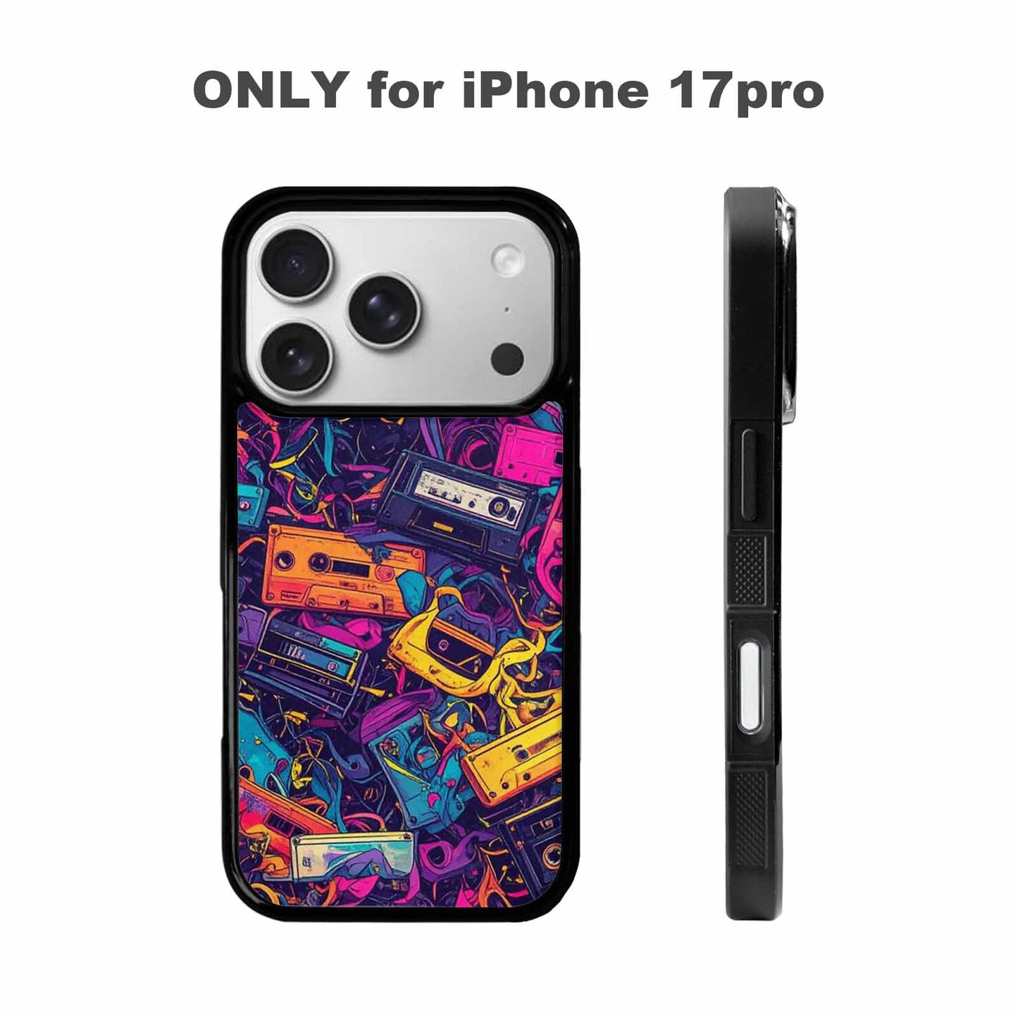 iPhone 17 Pro Case — Retro Cassette Tape Pattern Hundreds Retro, Custom Phone Case