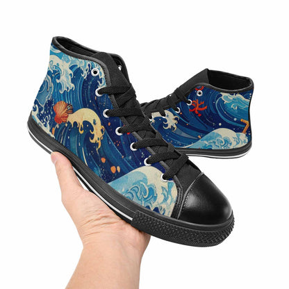 WOMEN'S Ocean Wave High Top Canvas Y2K Sneakers