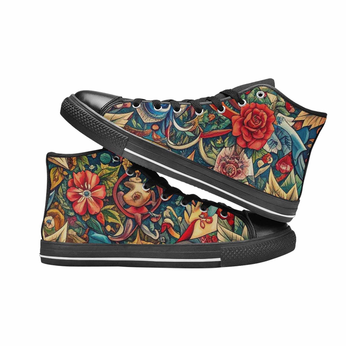 MEN'S Old School Tattoo High Top Canvas Wallpaper Art Shoes