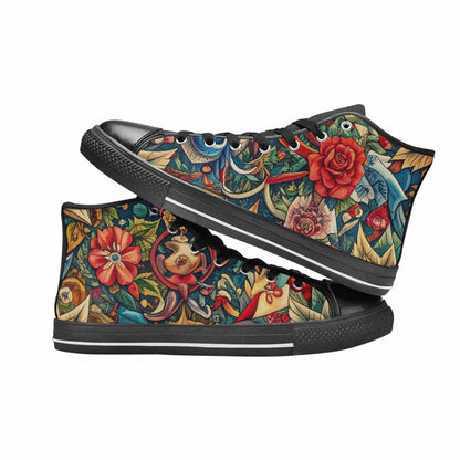 MEN'S Old School Tattoo High Top Canvas Wallpaper Art Shoes