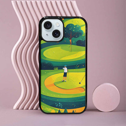 iPhone 15 Case — Golf Cartoon Art Pattern, Unique Phone Case Design