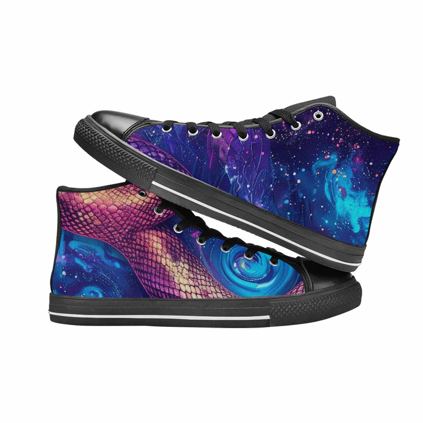 MEN'S Galaxy Snake Print High Top Canvas Vivid Sneakers
