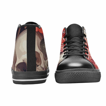 MEN'S Skulls Roses Soft Airbrush High Top Canvas Vivid Custom Shoes
