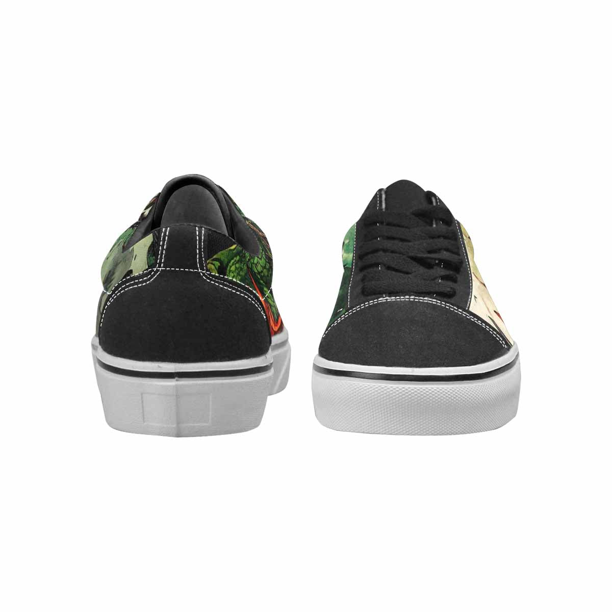 MEN'S Dragons Black & Green Ink Canvas Graphic Print Wallpaper Art Custom Sneakers
