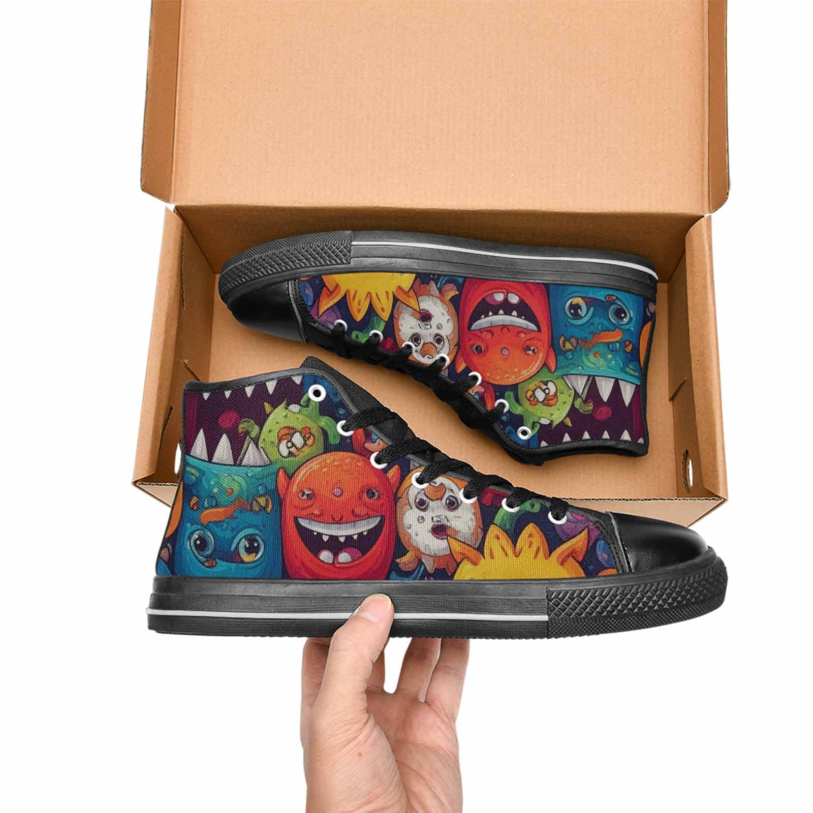 MEN'S Cartoon Monster Character High Top Canvas Dark Academia Custom Shoes