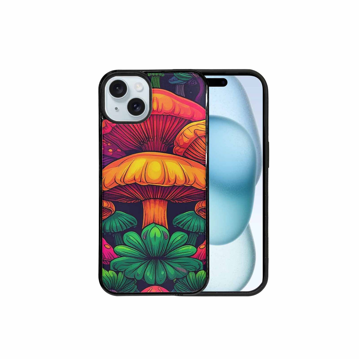 iPhone 15 Plus Case — Psychedelic Mushroom Cartoon Pattern, Custom Made Phone Cover