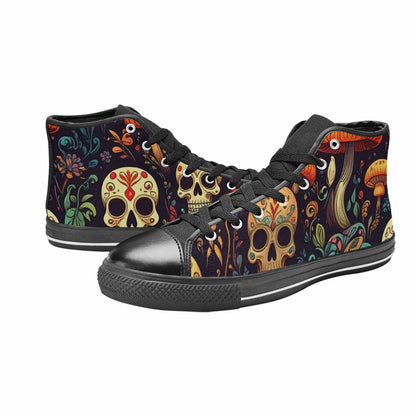 WOMEN'S Mushrooms And Skulls High Top Canvas Aesthetic Shoes