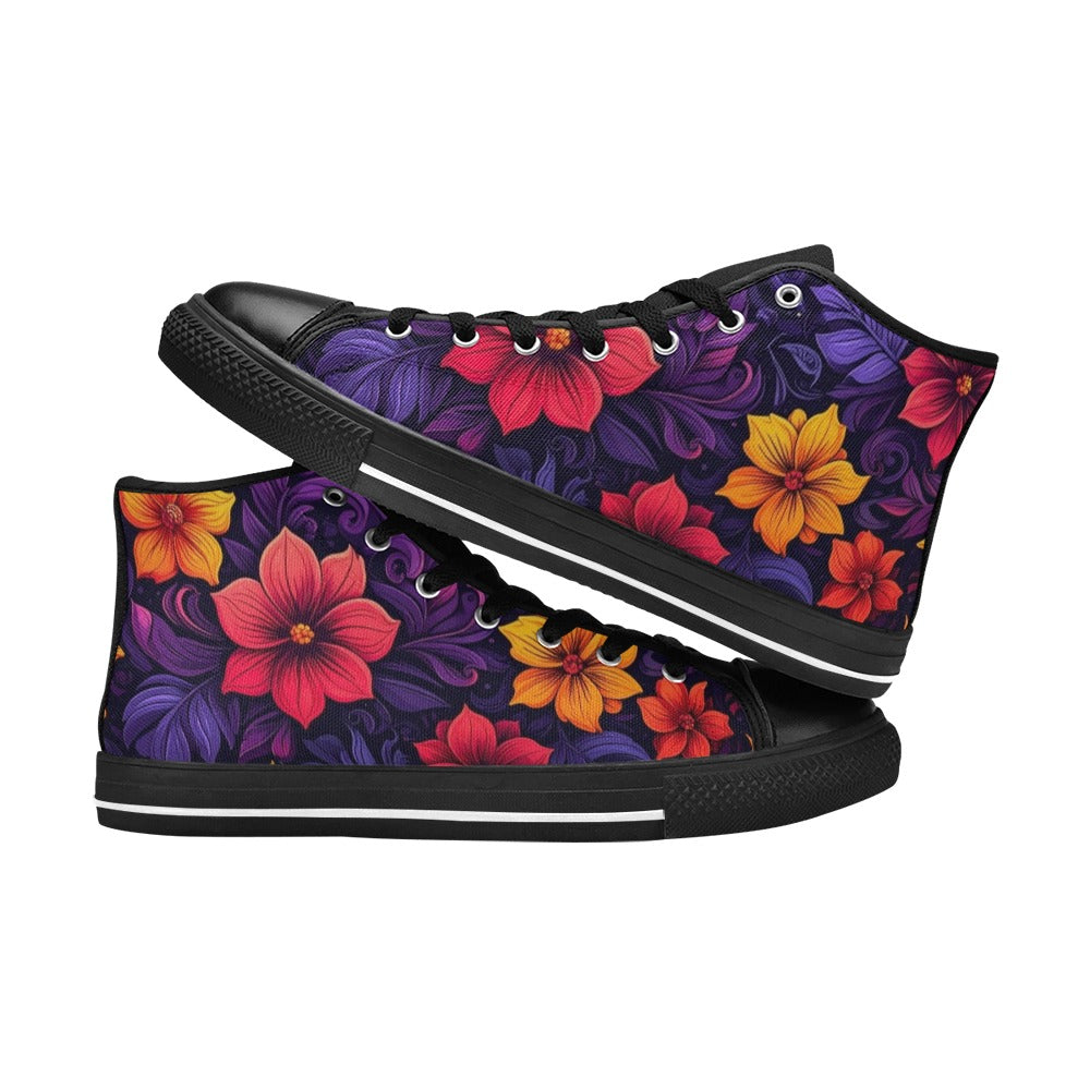MEN'S Exotic Floral Weave High Top Canvas Aesthetic Custom Sneakers