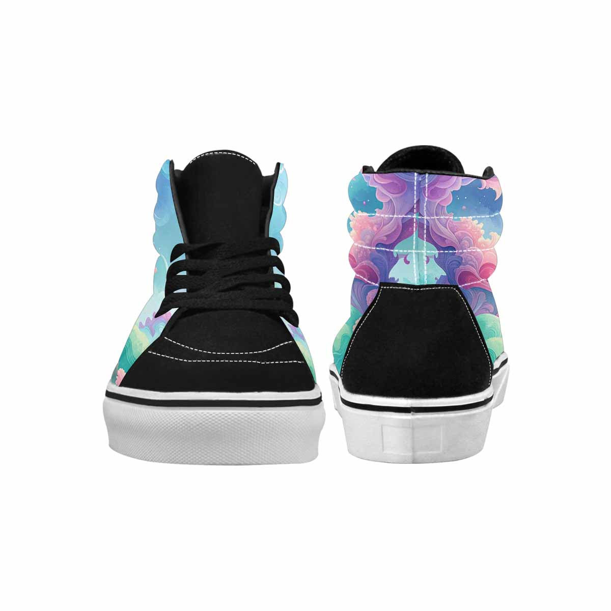 WOMEN'S Surrealist Dreamscape High Top Canvas Neon Fantasy Sneakers