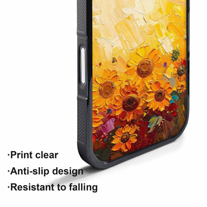 iPhone 17 Pro Case — Impressionist Sunflower Brushstroke Pattern Hundreds Floral, Custom Print Case Cover