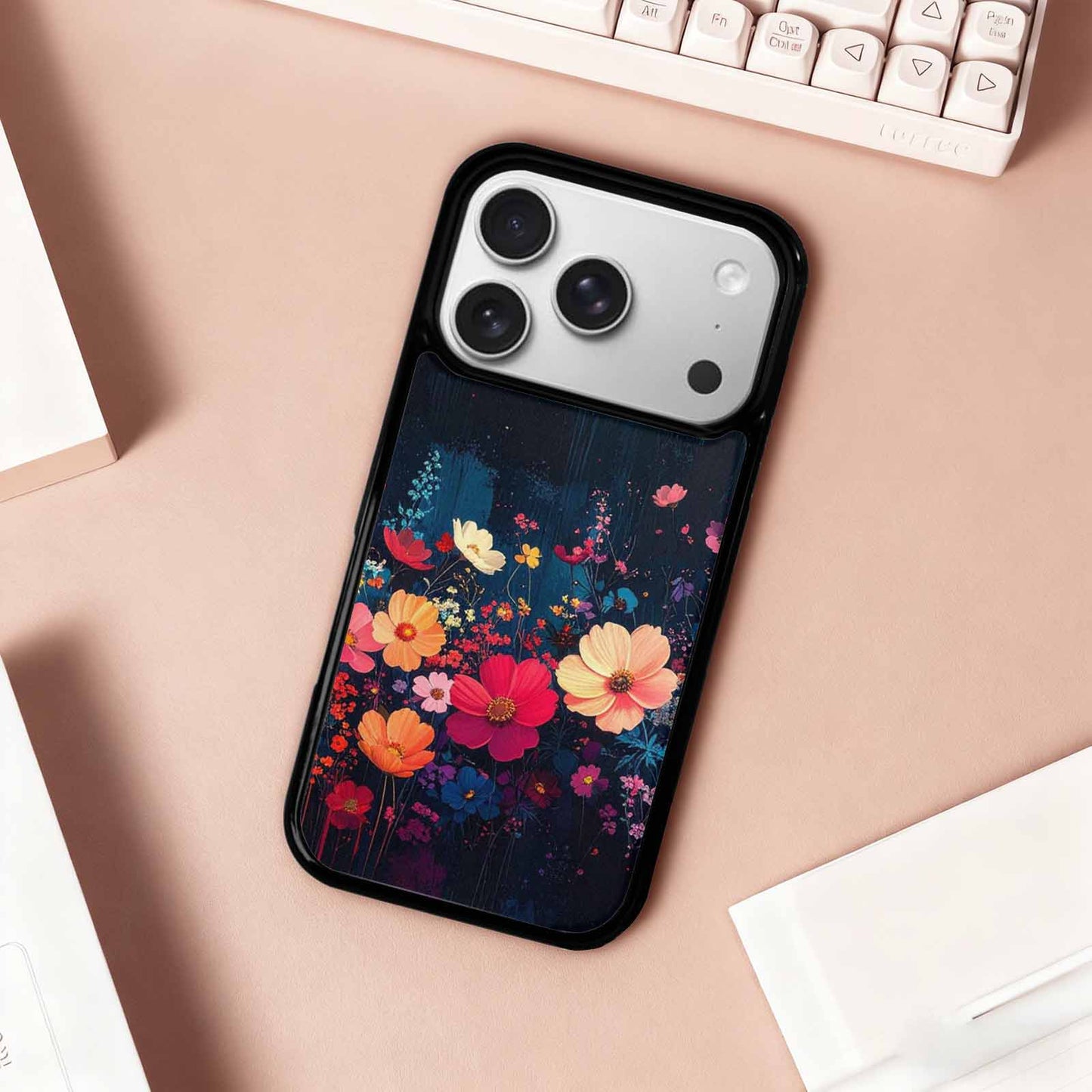 iPhone 17 Pro Case — Shadowy Glitch Floral Pattern Hundreds Floral, Custom Print Case Cover