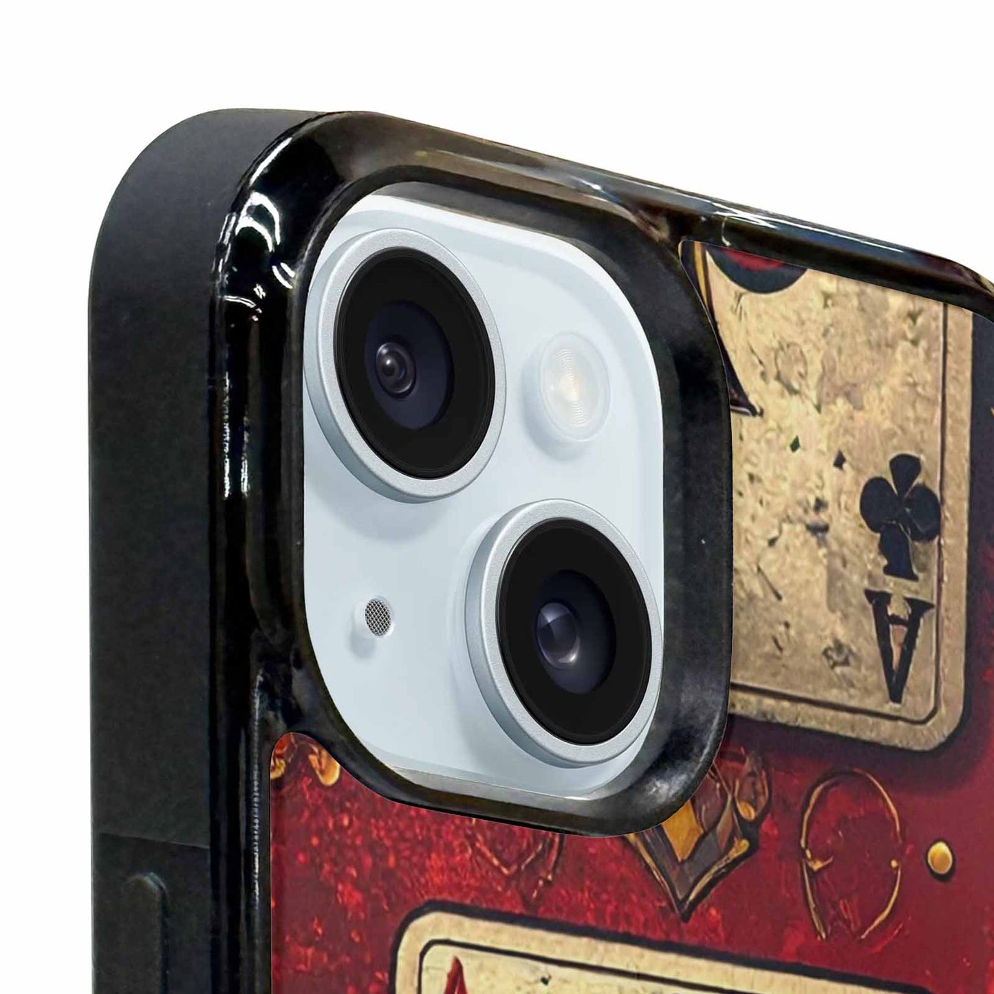 iPhone 15 Case — Playing Card Suits Pattern Poker Chips, Custom Printed Phone Case
