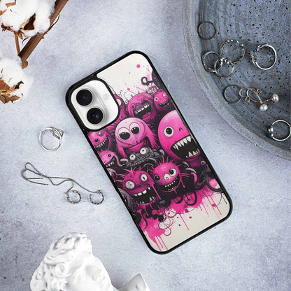 iPhone 16 Plus Case — Monsters General Black Pink Ink Cartoon, Customized Protective Case