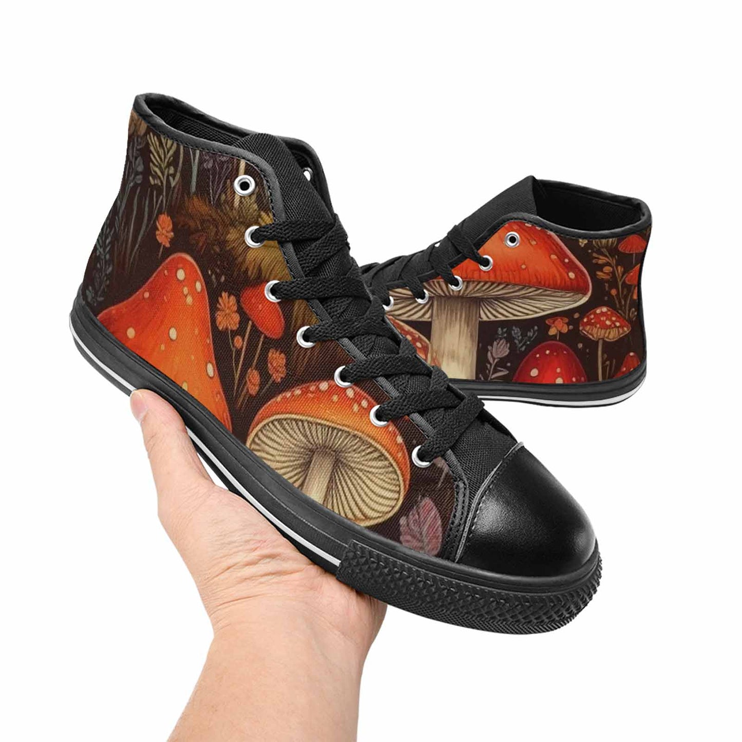 MEN'S Mushroom High Top Canvas Neon Fantasy Sneakers