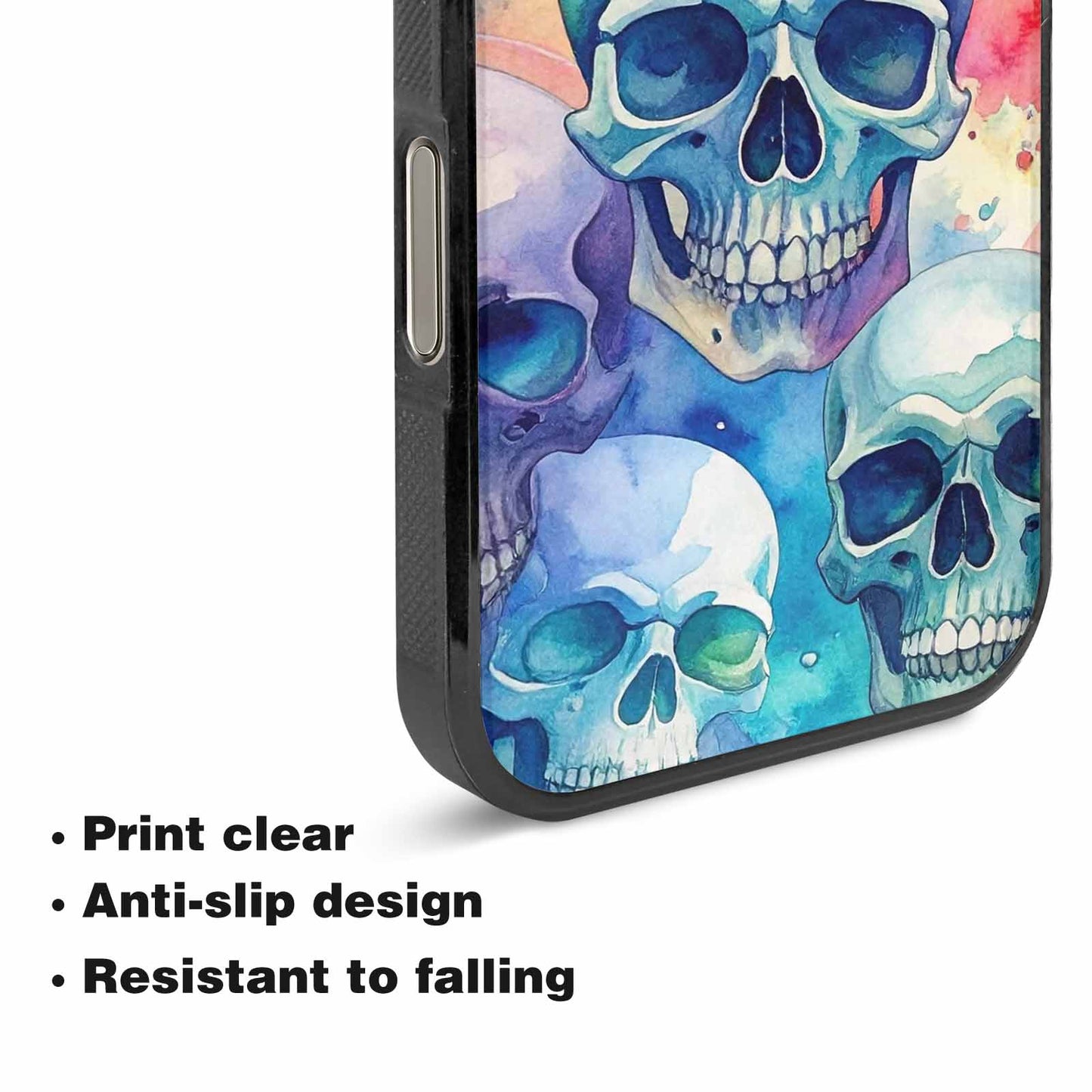 iPhone 16 Pro Case — Kulls Watercolor Skulls Small Skull Pattern, Custom Printed Phone Case