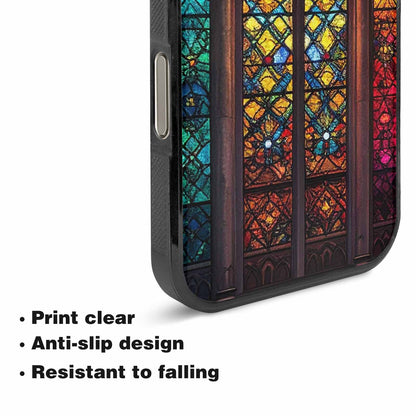 iPhone 16 Pro Case — Stained Glass Window Pattern Seamless Repeat, Custom Printed Phone Case