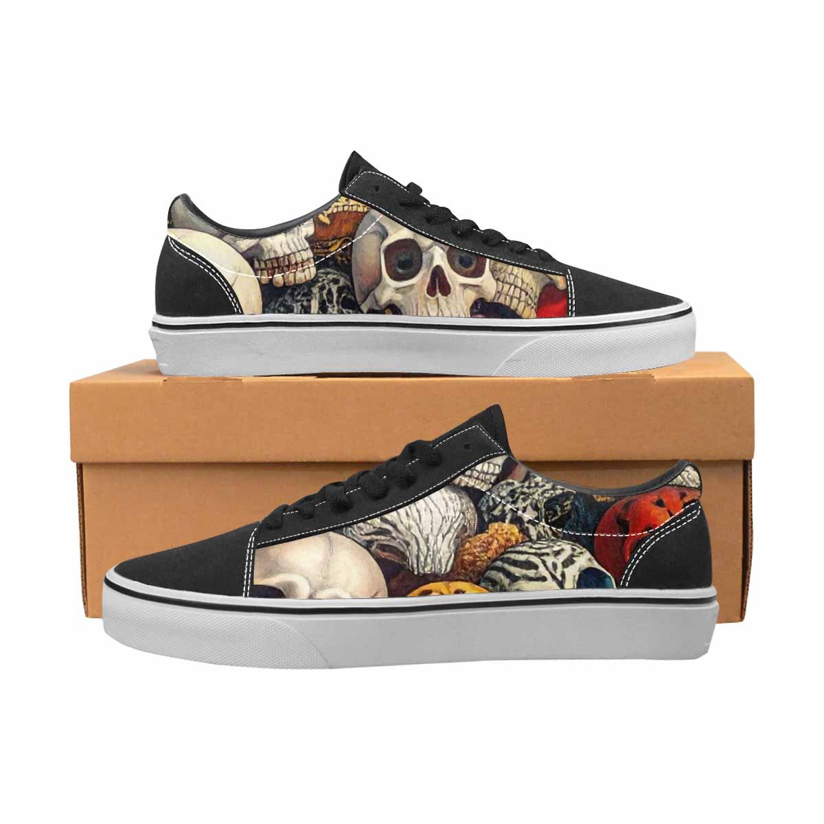 WOMEN'S Skulls Lace-Up Canvas Surreal Custom Shoes