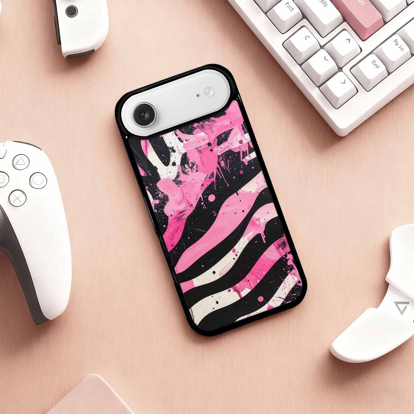 iPhone 17 Air Case — Black Pink Ink Zebra Stripe Animal, Custom Made Phone Cover