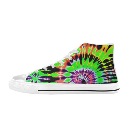 WOMEN'S Cc Tie Dye Art High Top Canvas Vibrant Chaos Custom Sneakers