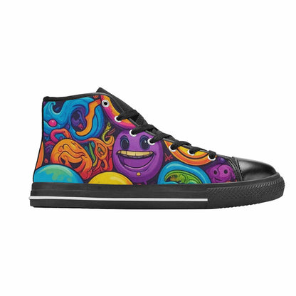 MEN'S Yellow Smiley Face High Top Canvas Dreamcore Sneakers