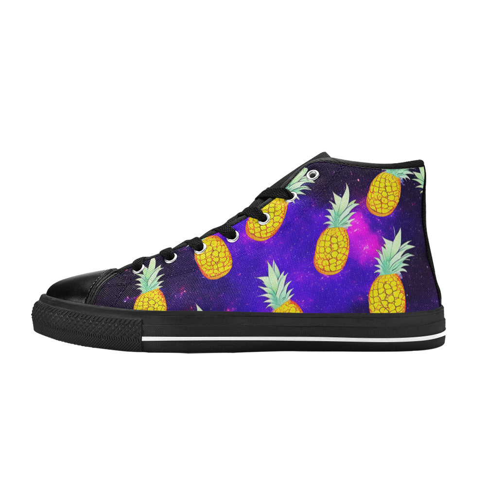 MEN'S Galaxy Pineapples 2 Men’S High Top Canvas Vibrant Chaos Shoes