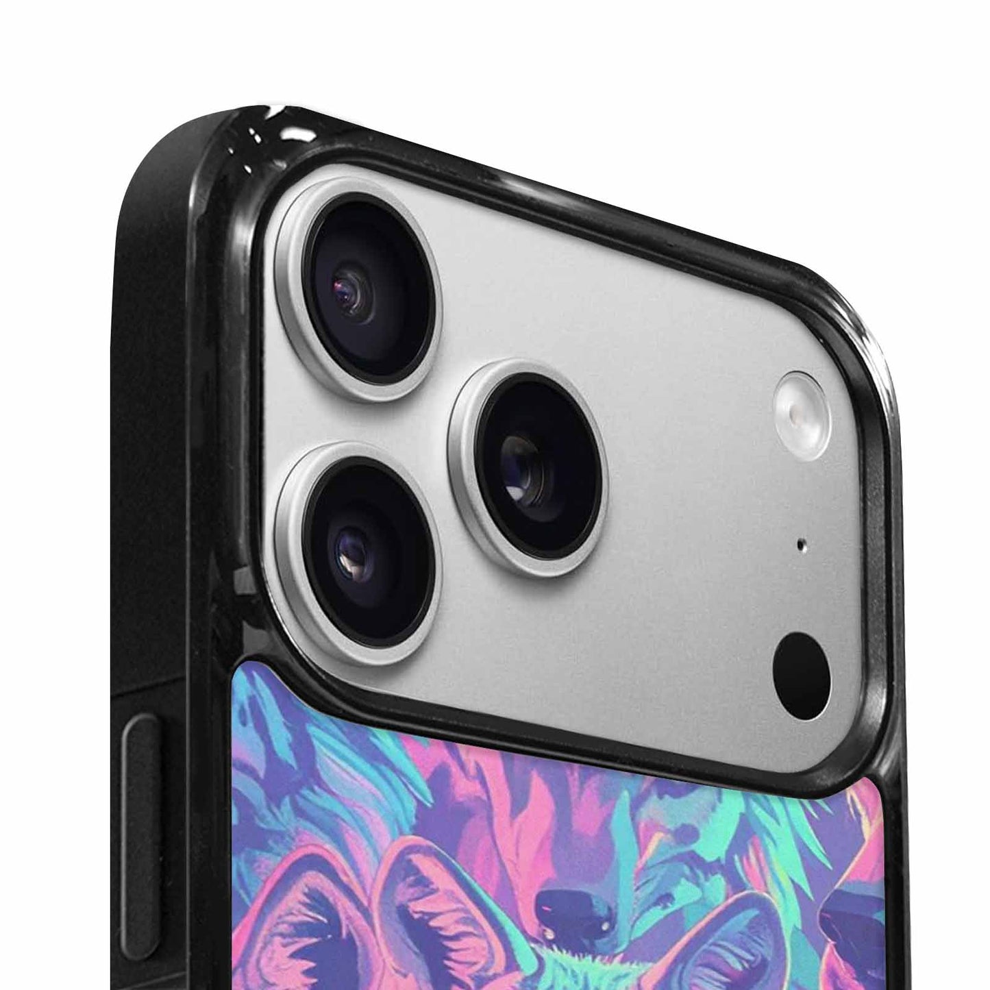 iPhone 17 Pro Case — Neon Zebra Print Wolf Animal Print, Original Design Phone Case