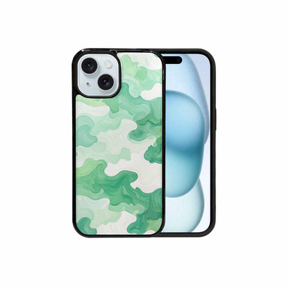 iPhone 15 Case — Camo Mint Green White, Custom Art Phone Cover