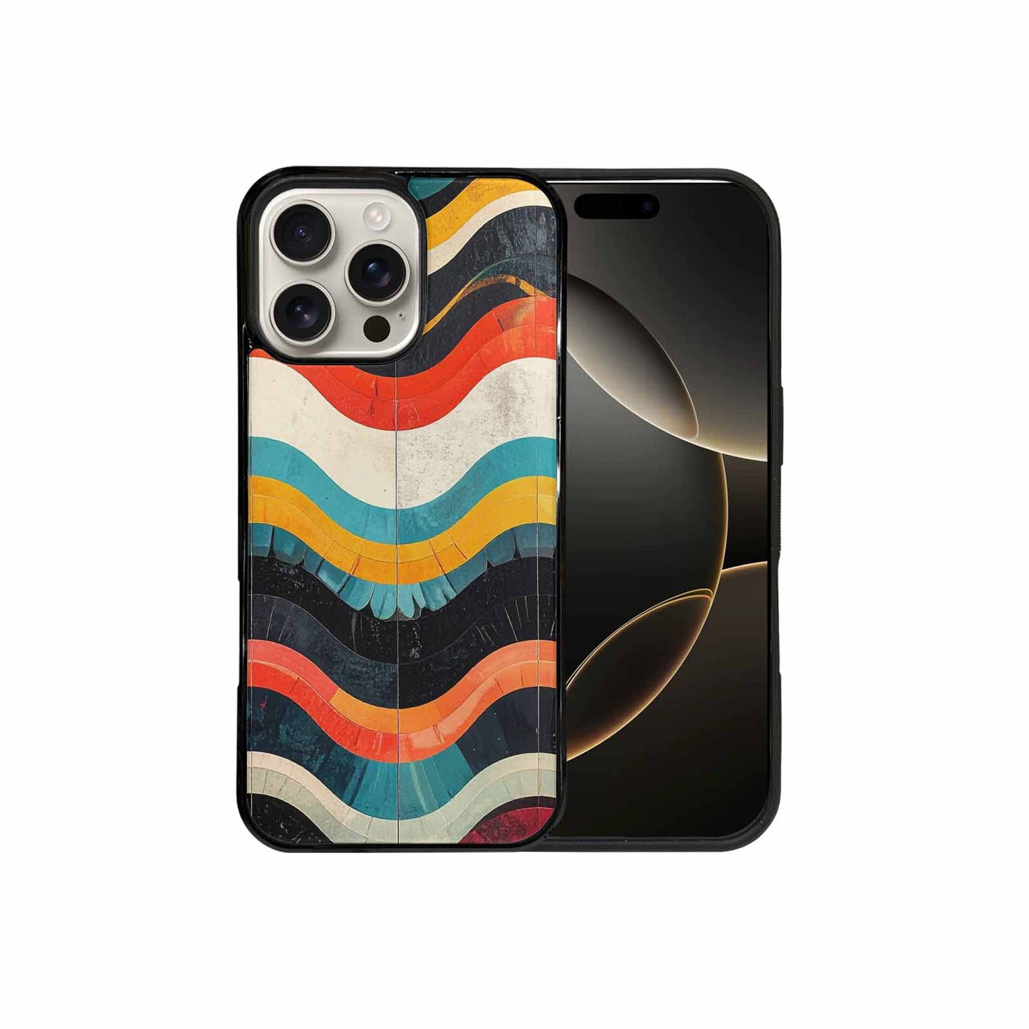 iPhone 16 Pro Max Case — Retro Wave Scallop Stripe Small Wavy, Customized Protective Case